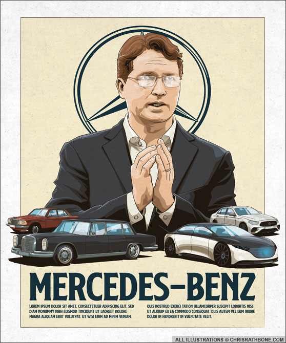 CAR Magazine Mercedes Benz illustrations by Chris Rathbone