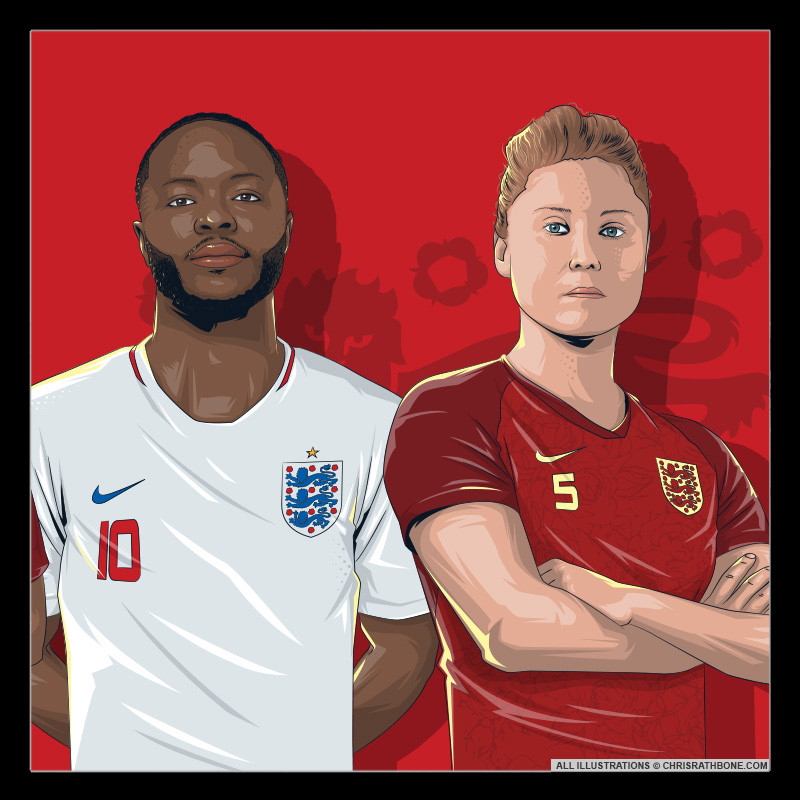 Match of the Day England Player Illustrations by Chris Rathbone