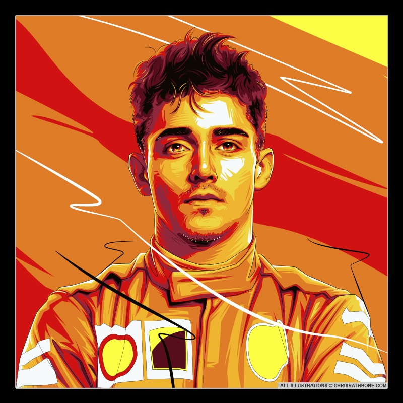 Formula 1 driver portrait illustrations by Chris Rathbone