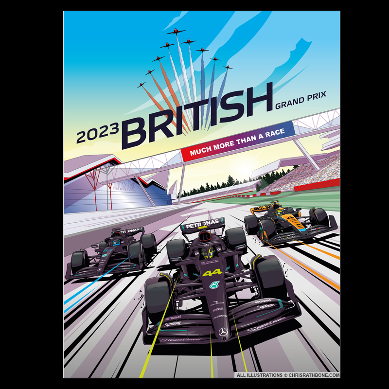 Silverstone British Grand Prix illustration by Chris Rathbone