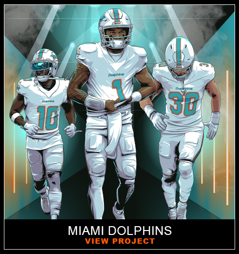 Miami Dolphins illustrations by Chris Rathbone