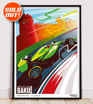 F1 Poster illustration Azerbaijan 2023 print by Chris Rathbone