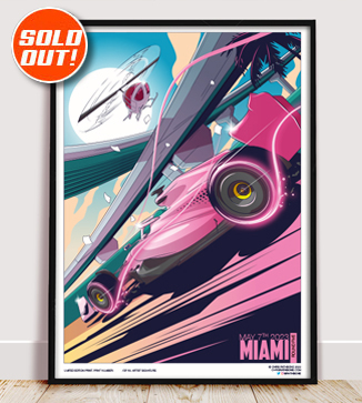 F1 Poster illustration Miami 2023 print by Chris Rathbone