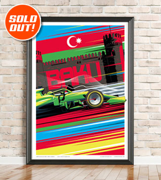 F1 Poster illustration Baku 2021 print by Chris Rathbone