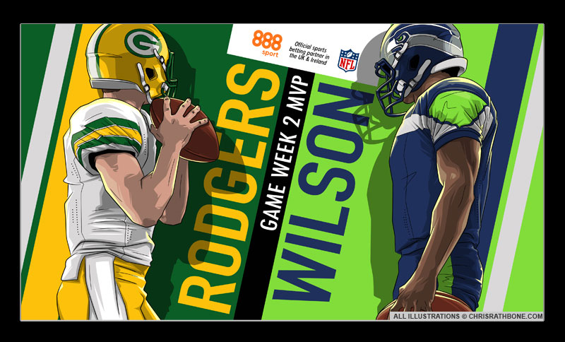 888 Sport NFL Illustrations by Chris Rathbone