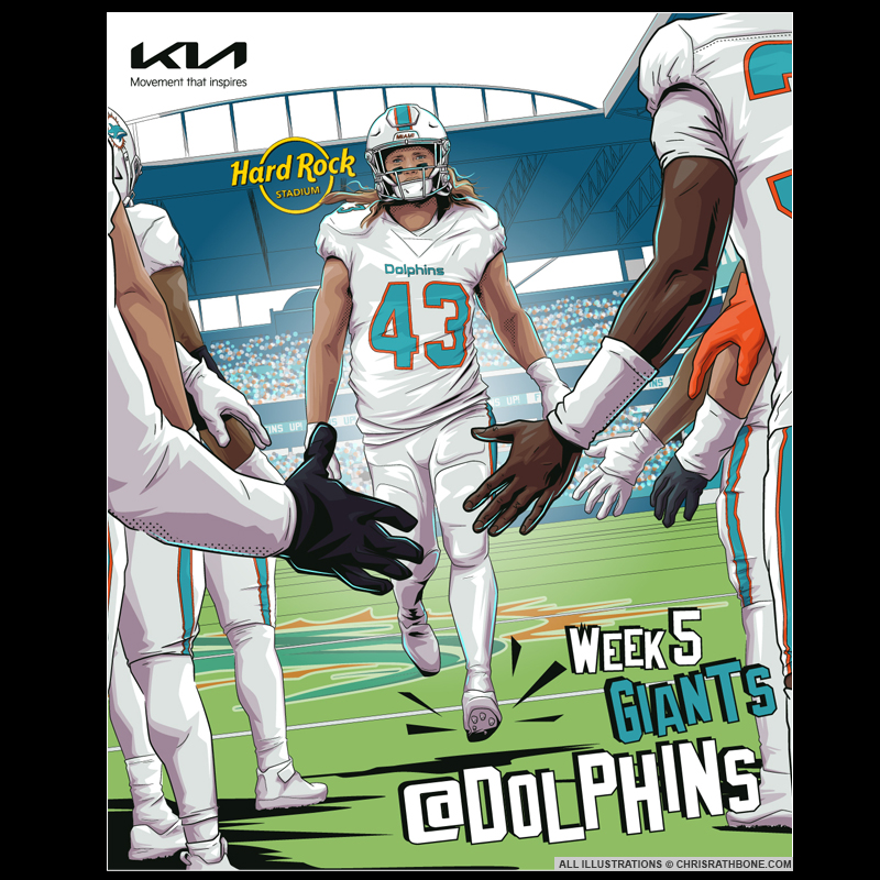 Miami Dolphins game week Illustrations by Chris Rathbone