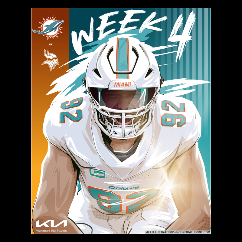 Miami Dolphins game week Illustrations by Chris Rathbone