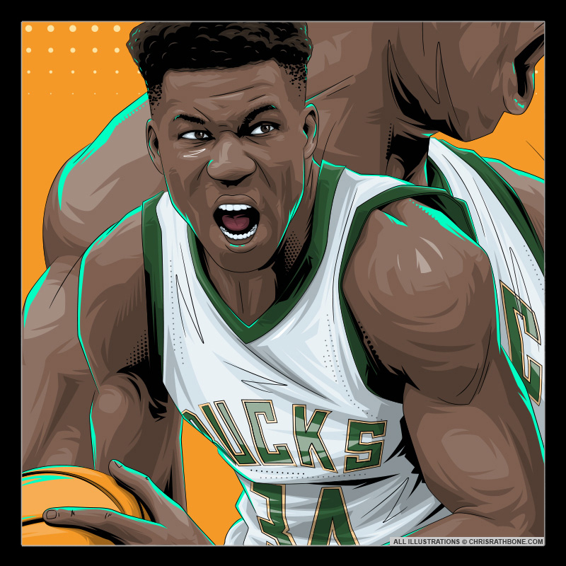 Giannis Antetokounmpoto Illustrations by Chris Rathbone