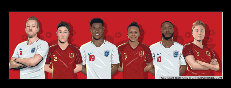 Match of the Day England Player Illustrations by Chris Rathbone