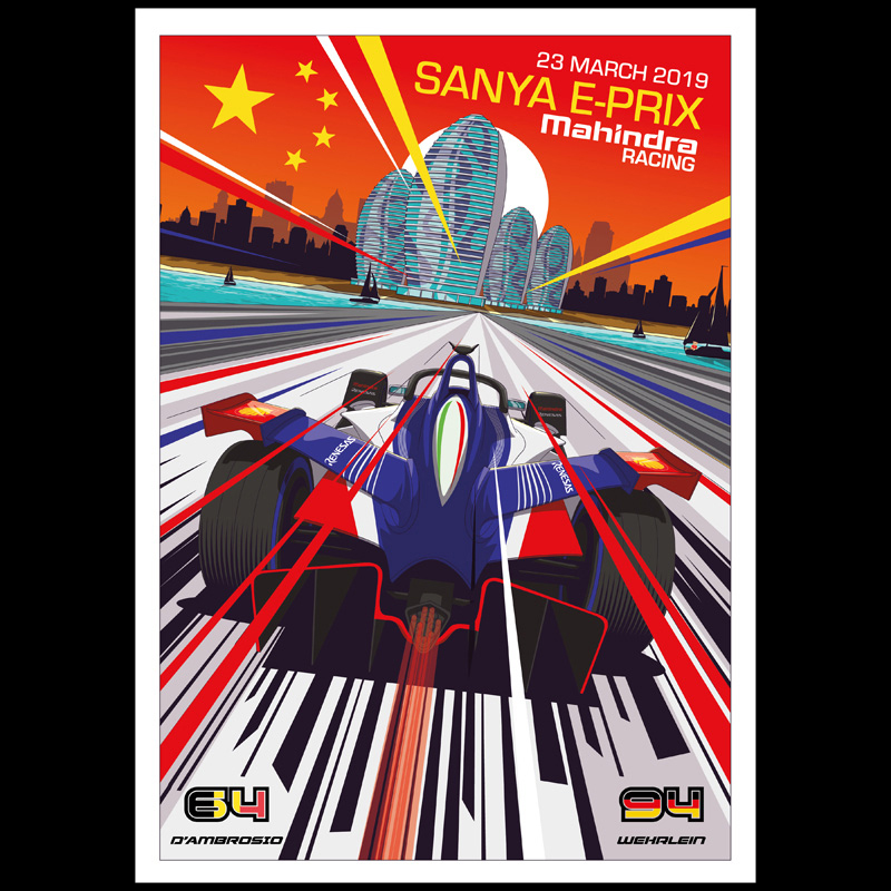 Mahindra Racing Poster illustrations by Chris Rathbone
