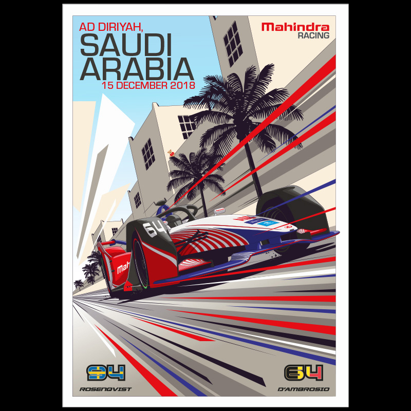 Mahindra Racing Poster illustrations by Chris Rathbone