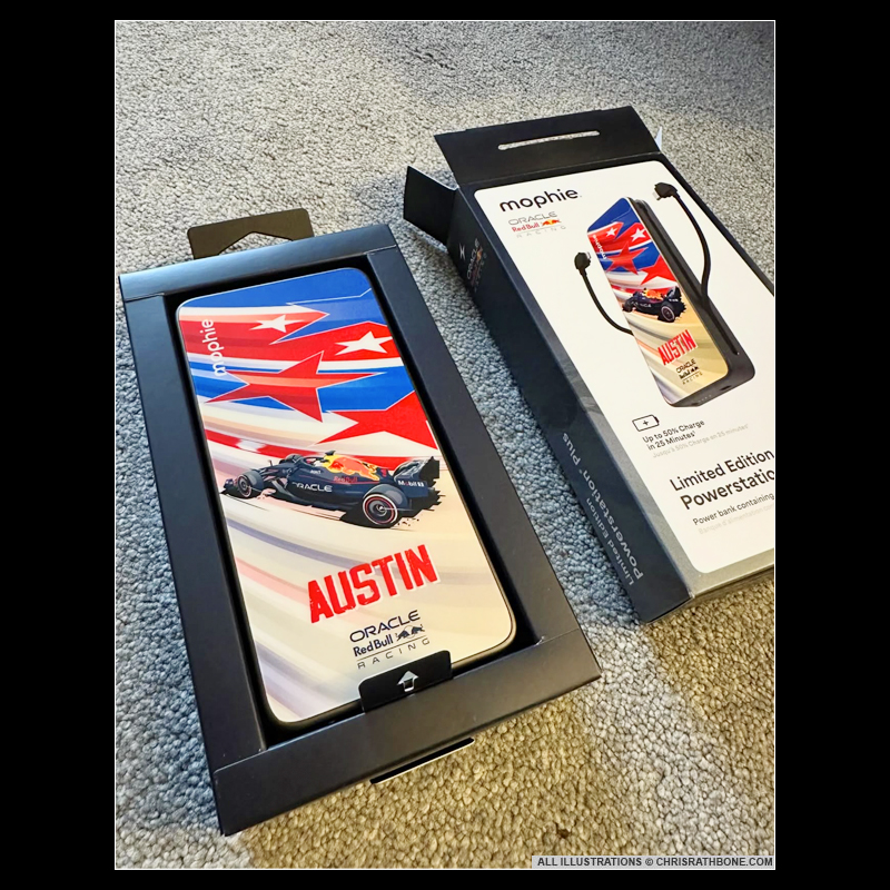 Mophie x Red Bull Racing Power Pack illustrations by Chris Rathbone