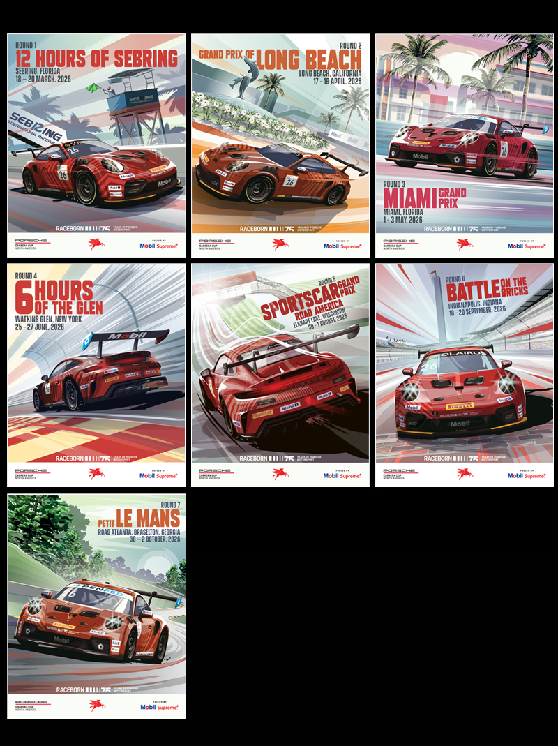 Porsche Motorsport poster Illustrations by Chris Rathbone