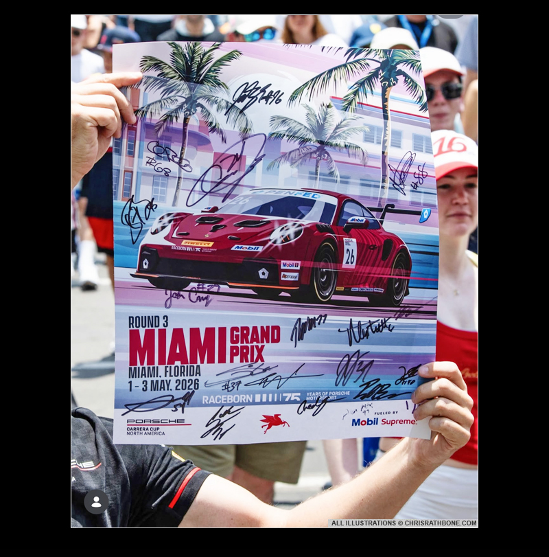 Porsche Motorsport poster Illustrations by Chris Rathbone