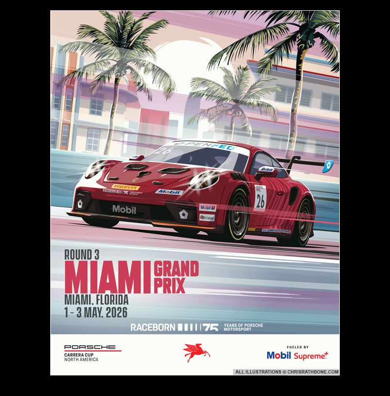 Porsche Motorsport poster Illustrations by Chris Rathbone