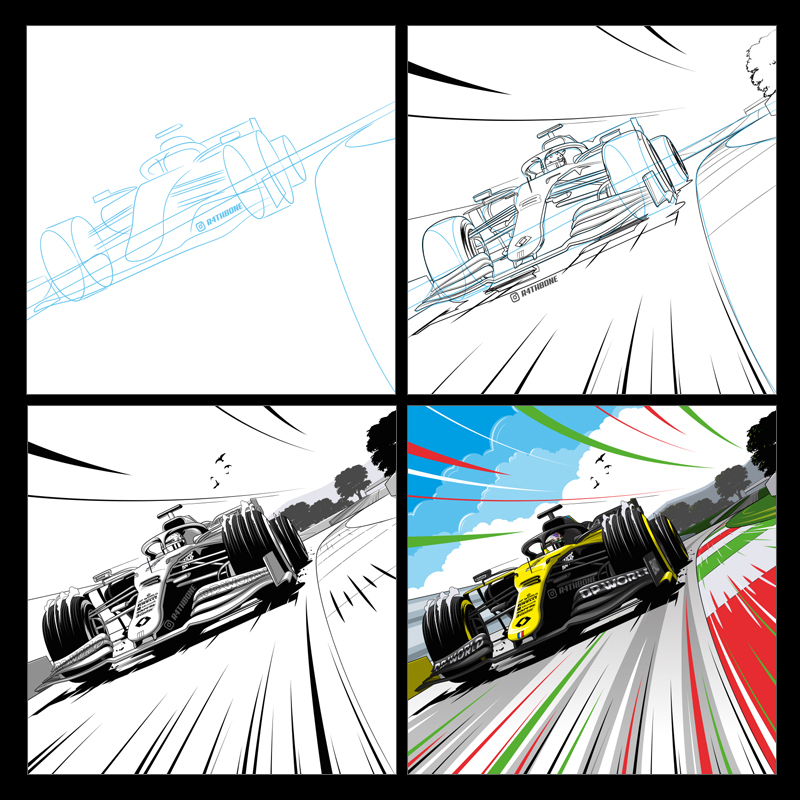 Daniel Ricciardo illustration by Chris Rathbone