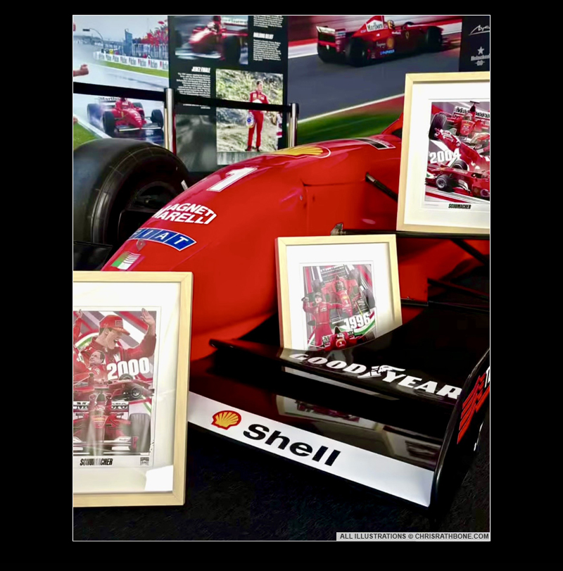 Michael Schumacher Lounge Poster illustrations by Chris Rathbone