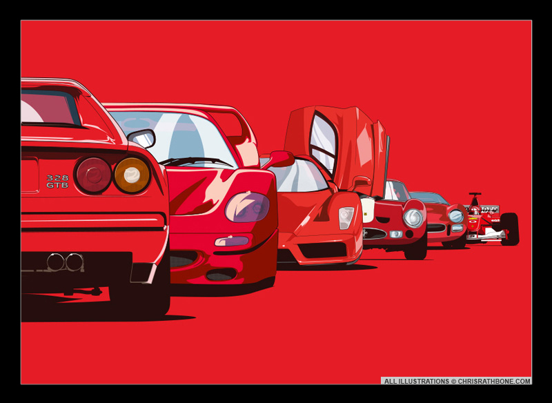 Speed Read Ferrari Illustrations by Chris Rathbone