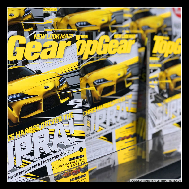 Top Gear Magazine Cover Illustration by Chris Rathbone