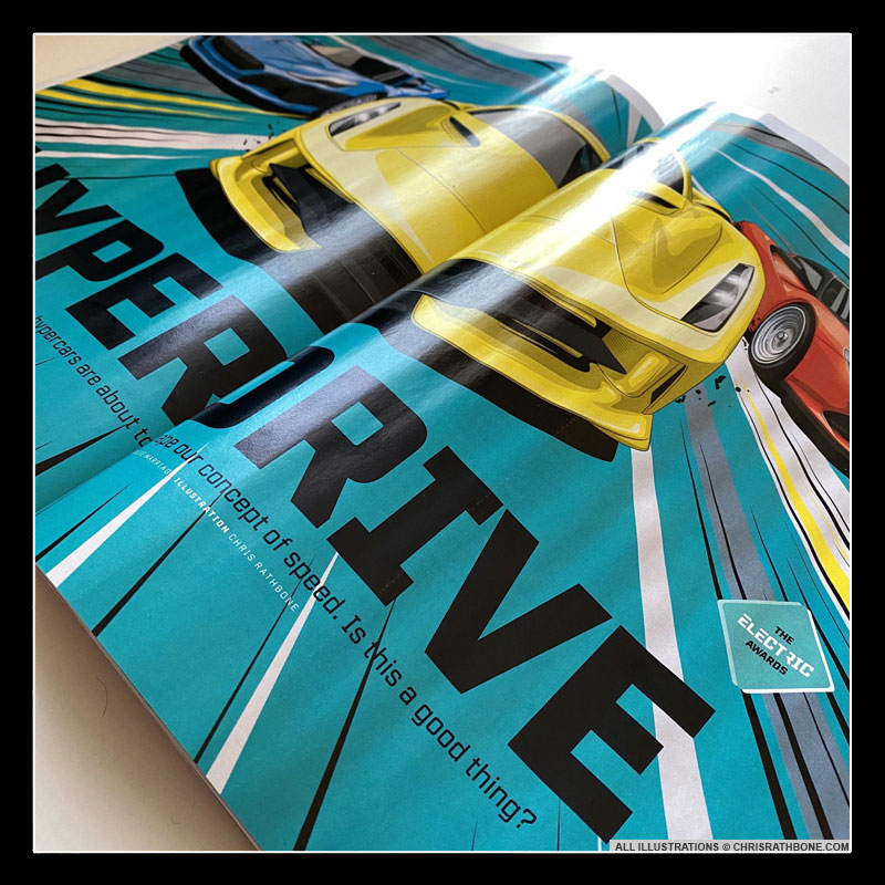 Top Gear Magazine Cover Illustration by Chris Rathbone