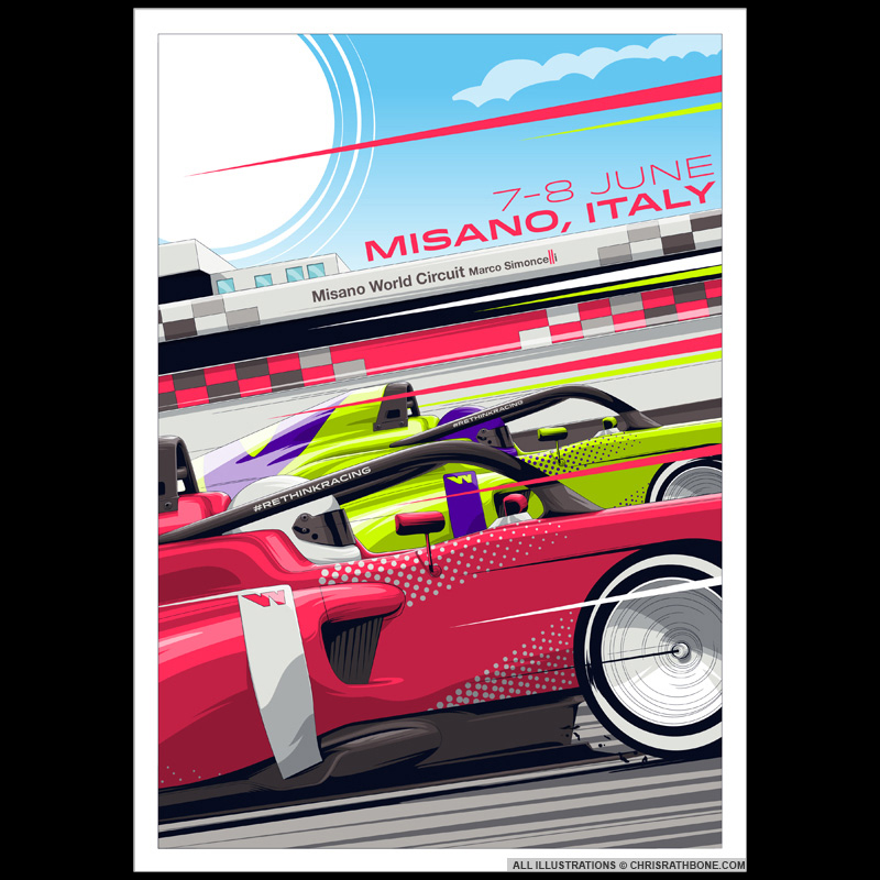 WSeries Race poster Illustrations by Chris Rathbone