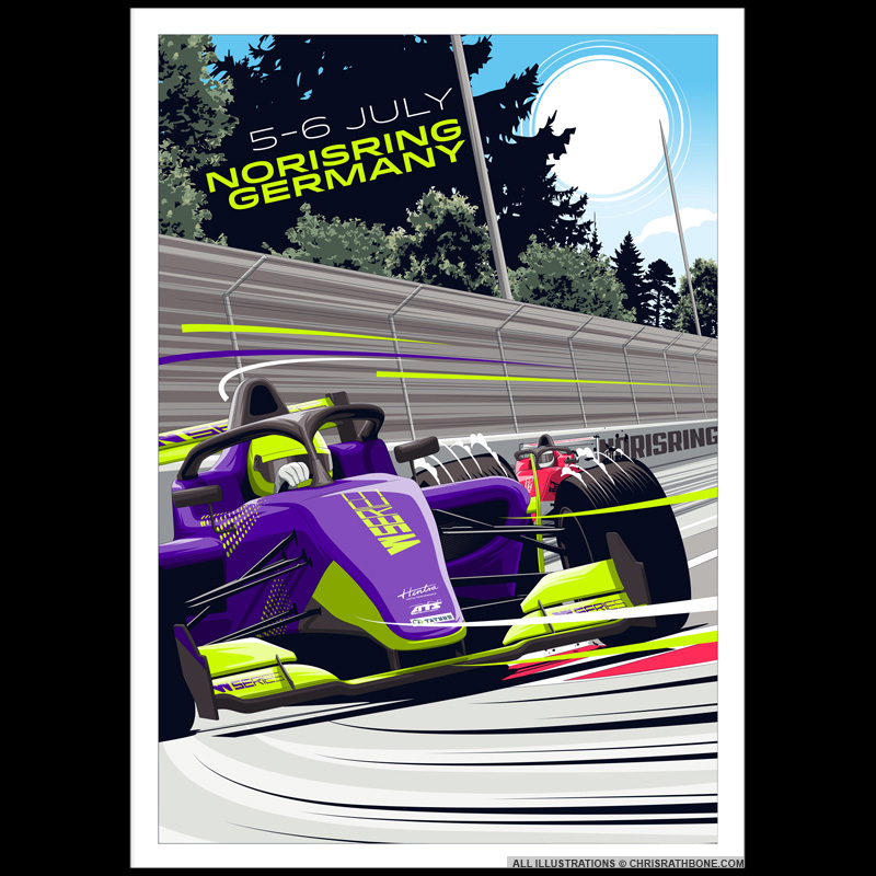 WSeries Race poster Illustrations by Chris Rathbone