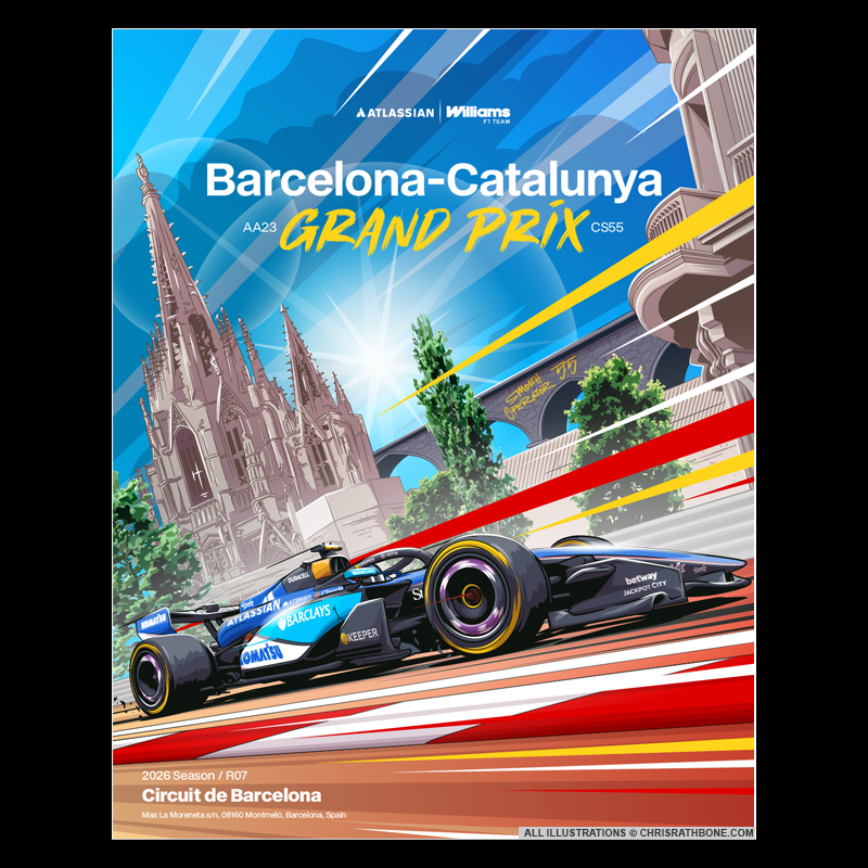 Williams F1 Race Poster  illustrations by Chris Rathbone
