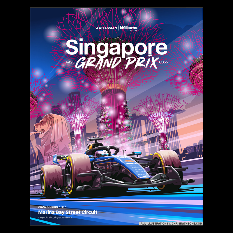 Williams F1 Race Poster  illustrations by Chris Rathbone