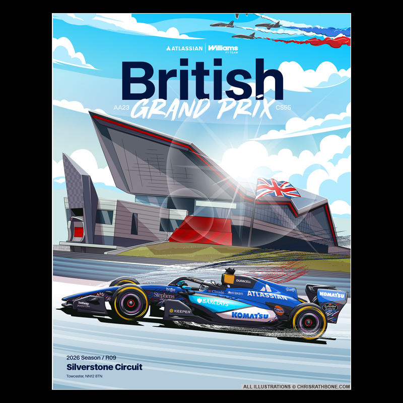 Williams F1 Race Poster  illustrations by Chris Rathbone