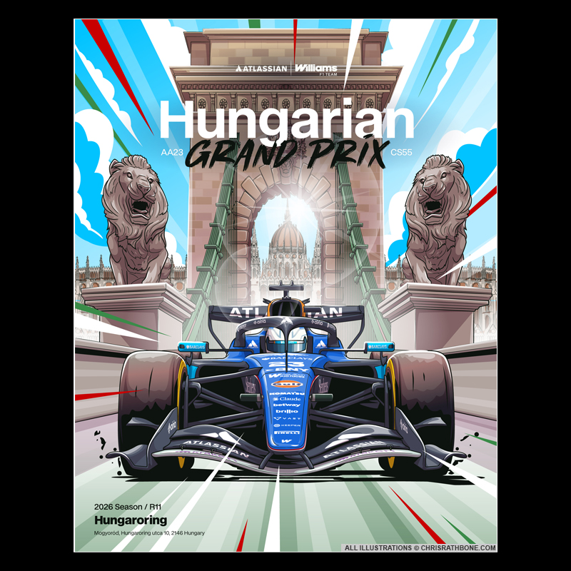 Williams F1 Race Poster  illustrations by Chris Rathbone