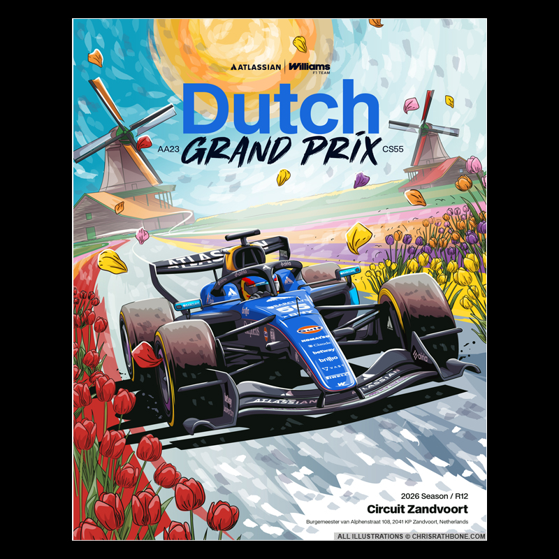 Williams F1 Race Poster  illustrations by Chris Rathbone