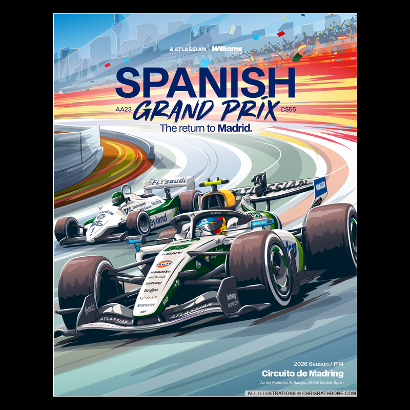 Williams F1 Race Poster  illustrations by Chris Rathbone