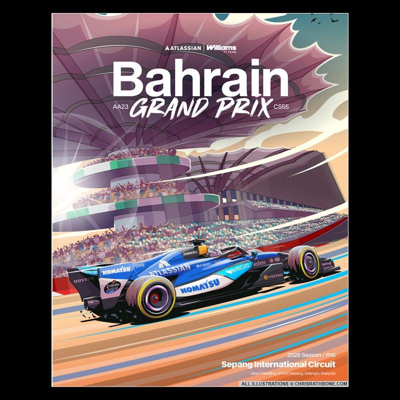 Williams F1 Race Poster  illustrations by Chris Rathbone
