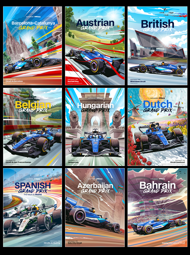 Williams F1 Race Poster  illustrations by Chris Rathbone