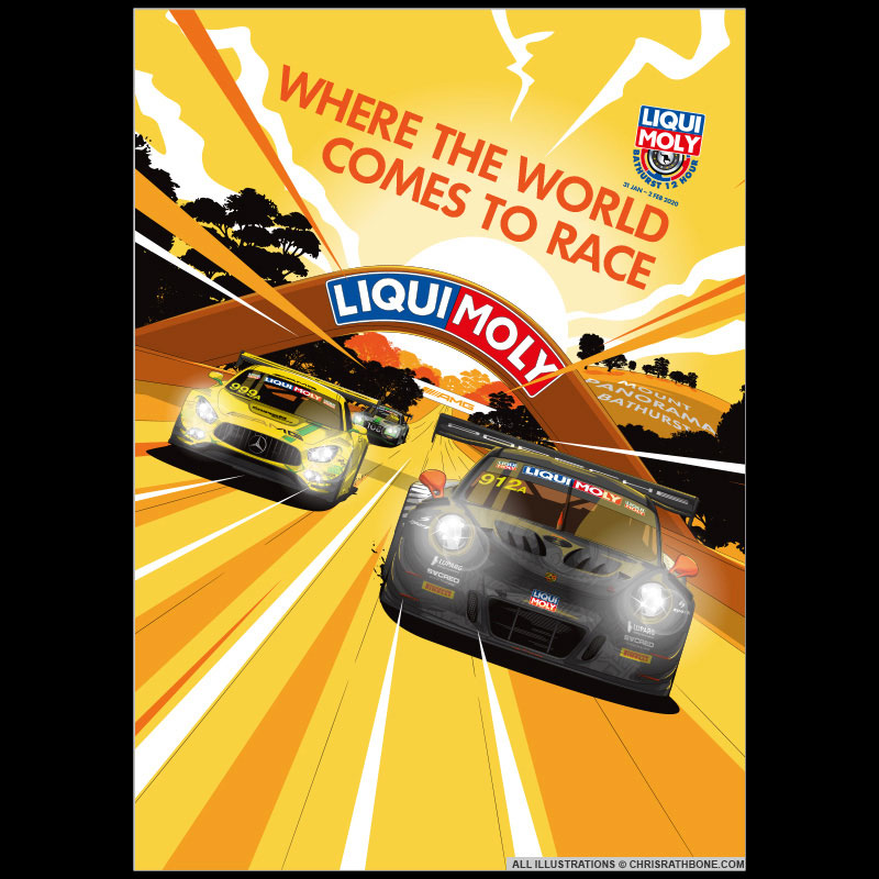Bathurst 12 Hour Race illustration by Chris Rathbone