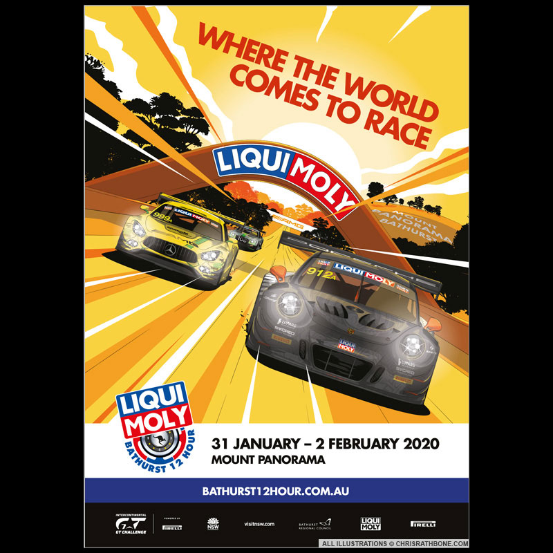 Bathurst 12 Hour Race illustration by Chris Rathbone