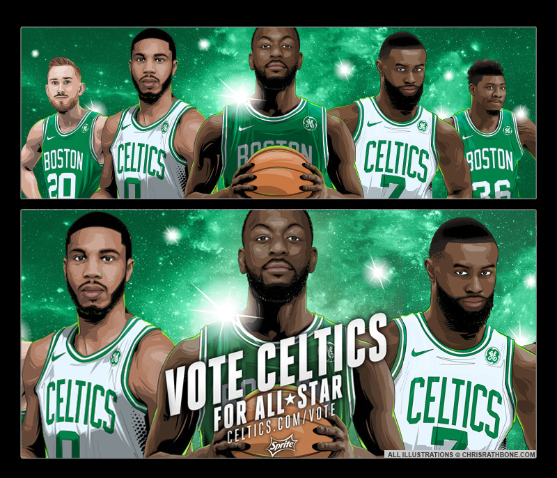 Boston Celtics Player Illustrations by Chris Rathbone