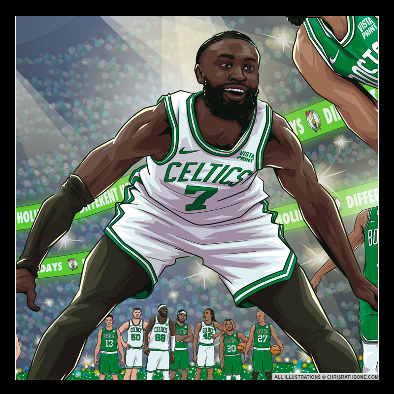 Boston Celtics Christmas Illustrations by Chris Rathbone