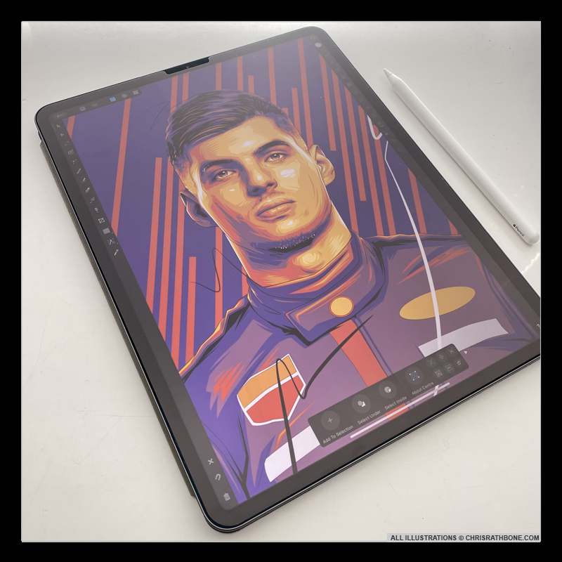 Formula 1 driver portrait illustrations by Chris Rathbone