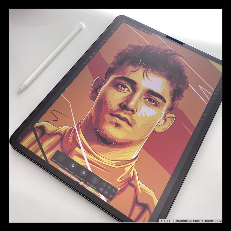 Formula 1 driver portrait illustrations by Chris Rathbone