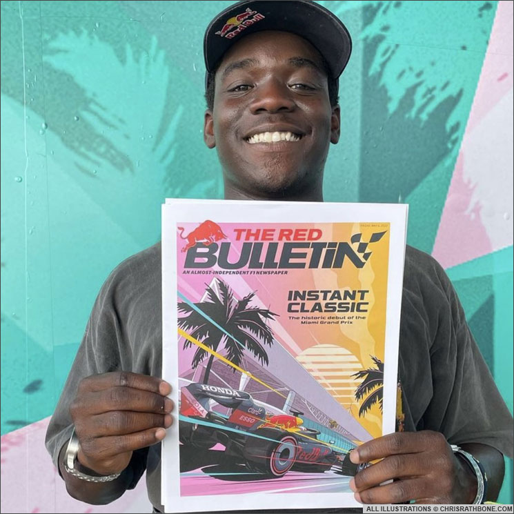 Red Bull Red Bulletin Magazine cover Illustrations by Chris Rathbone