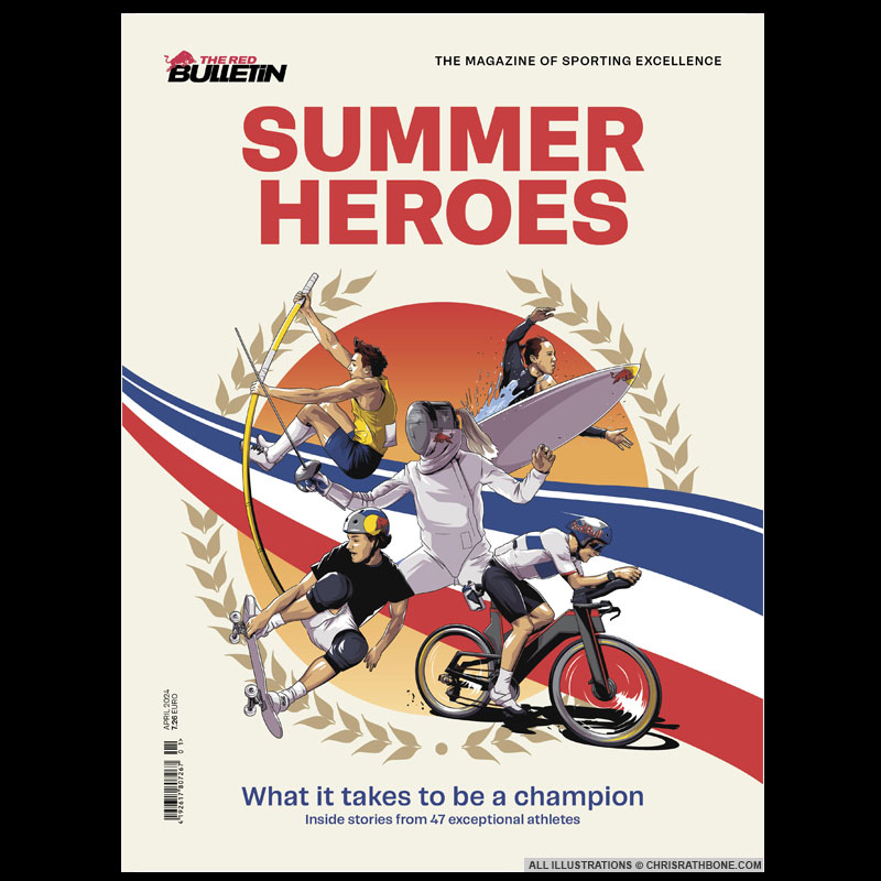 Red Bulletin Paris Olympics illustrations by Chris Rathbone