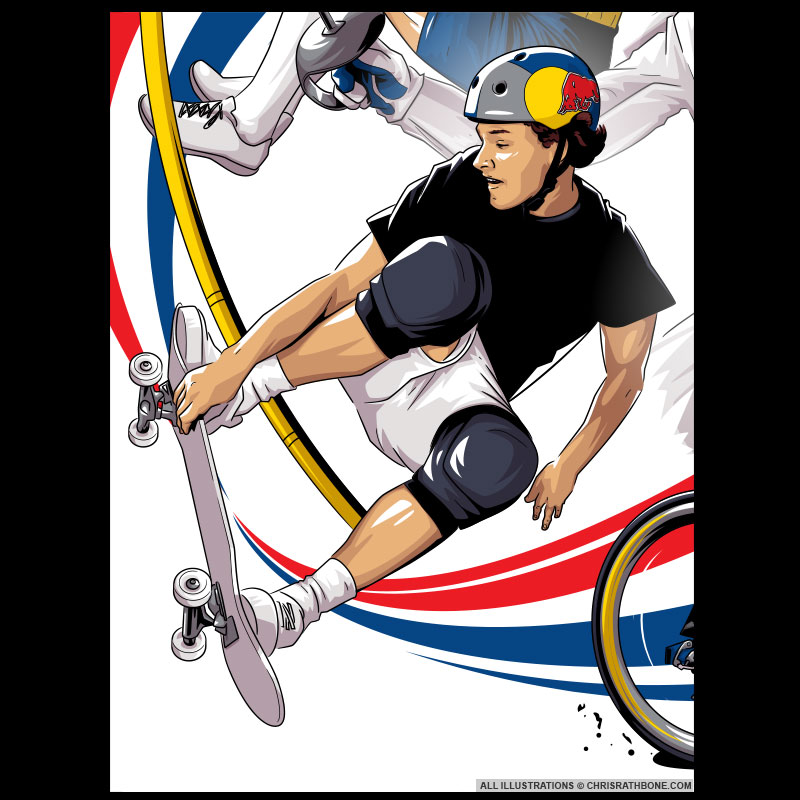 Red Bulletin Paris Olympics illustrations by Chris Rathbone