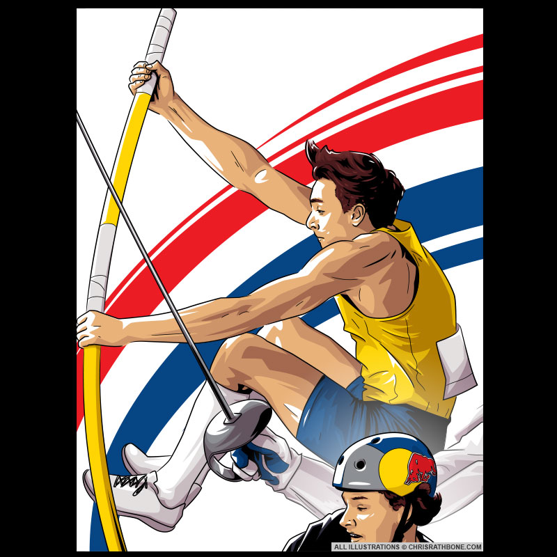 Red Bulletin Paris Olympics illustrations by Chris Rathbone