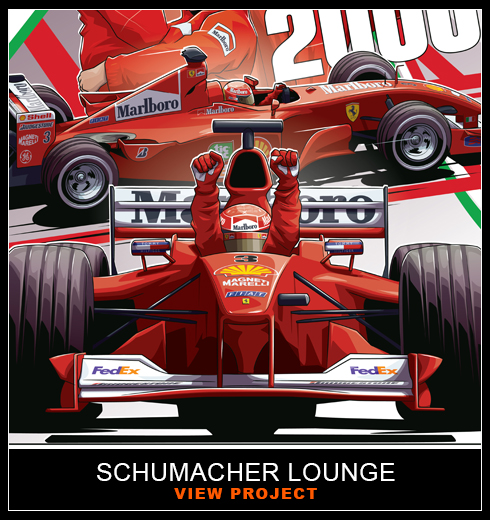 Schumacher Lounge illustrations by Chris Rathbone