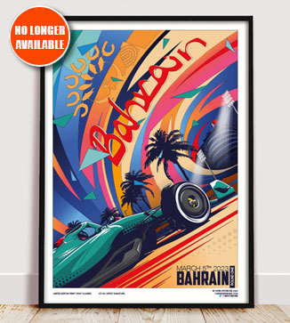 F1 Poster illustration Bahrain 2023 print by Chris Rathbone