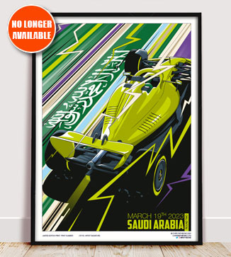 F1 Poster illustration Saudi Arabia 2023 print by Chris Rathbone
