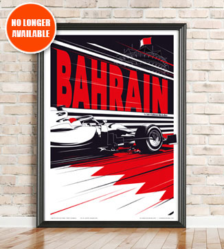 F1 Poster illustration Bahrain 2021 print by Chris Rathbone