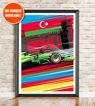 F1 Poster illustration Baku 2021 print by Chris Rathbone